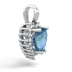 Blue Topaz Sparkling Halo Heart 14K White Gold pendant P0391