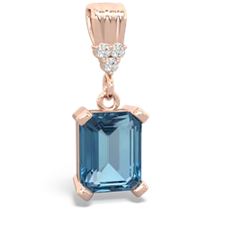 Blue Topaz Art Deco Dangle 14K Rose Gold pendant P1937