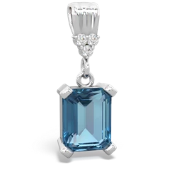 Blue Topaz Art Deco Dangle 14K White Gold pendant P1937