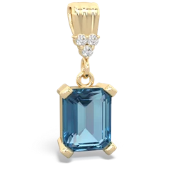 Blue Topaz Art Deco Dangle 14K Yellow Gold pendant P1937