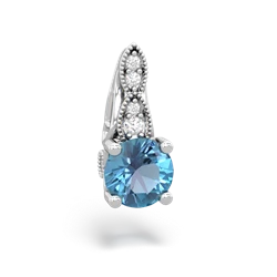 Blue Topaz Antique Elegance 14K White Gold pendant P3100