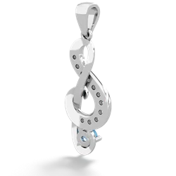 Blue Topaz G-Clef Music 14K White Gold pendant P5830