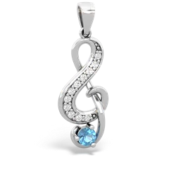 Blue Topaz G-Clef Music 14K White Gold pendant P5830