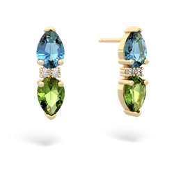 Blue Topaz Bowtie Drop 14K Yellow Gold earrings E0865