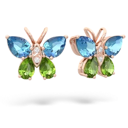 Blue Topaz Butterfly 14K Rose Gold earrings E2215