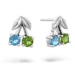 Blue Topaz Sweet Cherries 14K White Gold earrings E7001