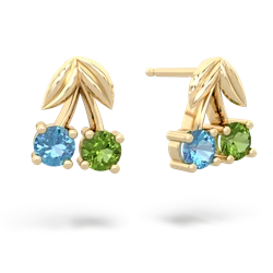 Blue Topaz Sweet Cherries 14K Yellow Gold earrings E7001