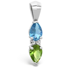 Blue Topaz Bowtie Drop 14K White Gold pendant P0865