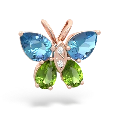 Blue Topaz Butterfly 14K Rose Gold pendant P2215