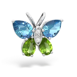 Blue Topaz Butterfly 14K White Gold pendant P2215