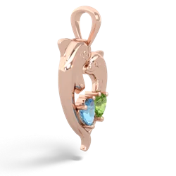 Blue Topaz Dolphin Heart 14K Rose Gold pendant P5820