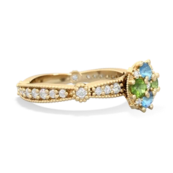 Blue Topaz Sparkling Tiara Cluster 14K Yellow Gold ring R26293RD