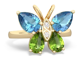 Blue Topaz Butterfly 14K Yellow Gold ring R2215