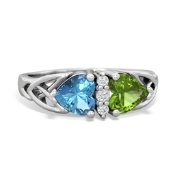 Blue Topaz Celtic Knot Double Heart 14K White Gold ring R5040