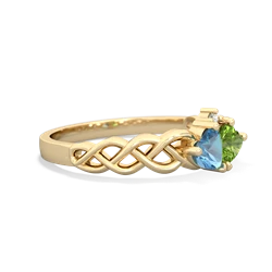 Blue Topaz Heart To Heart Braid 14K Yellow Gold ring R5870