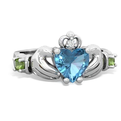 Blue Topaz Claddagh Keepsake 14K White Gold ring R5245