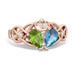 Blue Topaz 'One Heart' Celtic Knot Claddagh 14K Rose Gold ring R5322