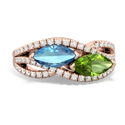 Blue Topaz Diamond Rivers 14K Rose Gold ring R3070