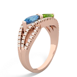 Blue Topaz Diamond Rivers 14K Rose Gold ring R3070