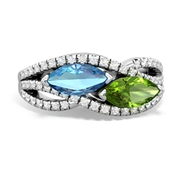 Blue Topaz Diamond Rivers 14K White Gold ring R3070