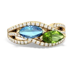 Blue Topaz Diamond Rivers 14K Yellow Gold ring R3070