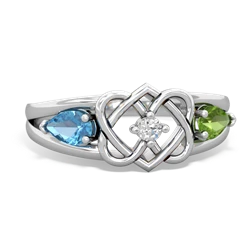 Blue Topaz Hearts Intertwined 14K White Gold ring R5880