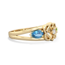 Blue Topaz Hearts Intertwined 14K Yellow Gold ring R5880