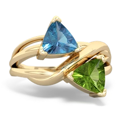 Blue Topaz Split Band Swirl 14K Yellow Gold ring R2341