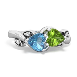 Blue Topaz Floral Elegance 14K White Gold ring R5790