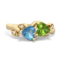 Blue Topaz Floral Elegance 14K Yellow Gold ring R5790