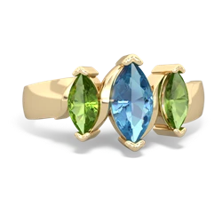 Blue Topaz Three Peeks 14K Yellow Gold ring R2433