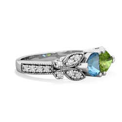 Blue Topaz Diamond Butterflies 14K White Gold ring R5601