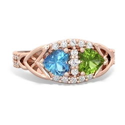 Blue Topaz Sparkling Celtic Knot 14K Rose Gold ring R2645