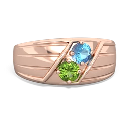 Blue Topaz Men's Streamline 14K Rose Gold ring R0460