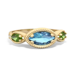 Blue Topaz Milgrain Marquise 14K Yellow Gold ring R5700