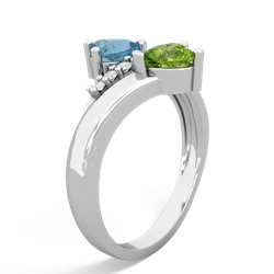 Blue Topaz Heart To Heart 14K White Gold ring R2064