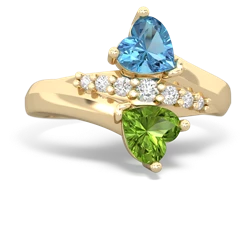 Blue Topaz Heart To Heart 14K Yellow Gold ring R2064