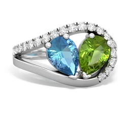 Blue Topaz Nestled Heart Keepsake 14K White Gold ring R5650