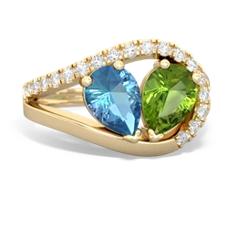 Blue Topaz Nestled Heart Keepsake 14K Yellow Gold ring R5650