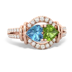 Blue Topaz Art-Deco Keepsake 14K Rose Gold ring R5630