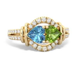 Blue Topaz Art-Deco Keepsake 14K Yellow Gold ring R5630