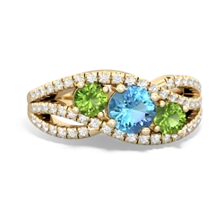 Blue Topaz Three Stone Aurora 14K Yellow Gold ring R3080