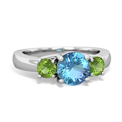 Blue Topaz Three Stone Round Trellis 14K White Gold ring R4018