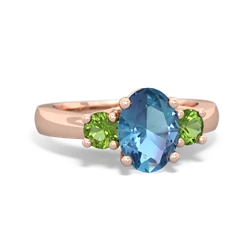 Blue Topaz Three Stone Oval Trellis 14K Rose Gold ring R4024