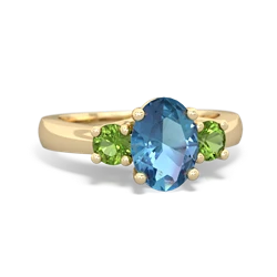 Blue Topaz Three Stone Oval Trellis 14K Yellow Gold ring R4024