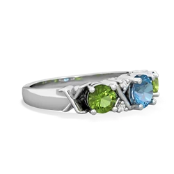 Blue Topaz Hugs And Kisses 14K White Gold ring R5016