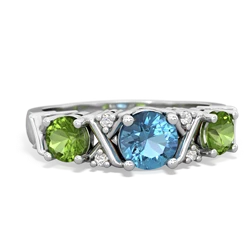 Blue Topaz Hugs And Kisses 14K White Gold ring R5016