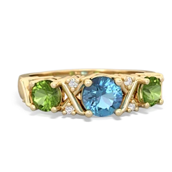 Blue Topaz Hugs And Kisses 14K Yellow Gold ring R5016