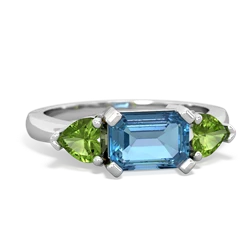 Blue Topaz Three Stone 14K White Gold ring R5235