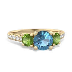 Blue Topaz Pave Trellis 14K Yellow Gold ring R5500